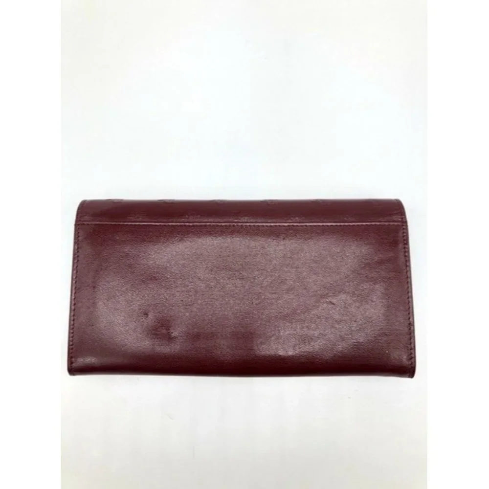 Dior Dark Red Oblique Trotter Print Logo Embossed Leather Wallet